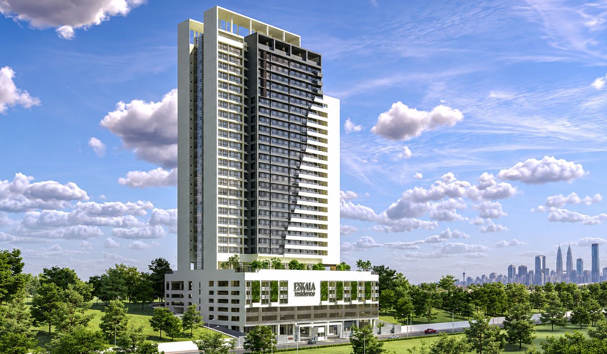 Eskala Residence tower at sunset