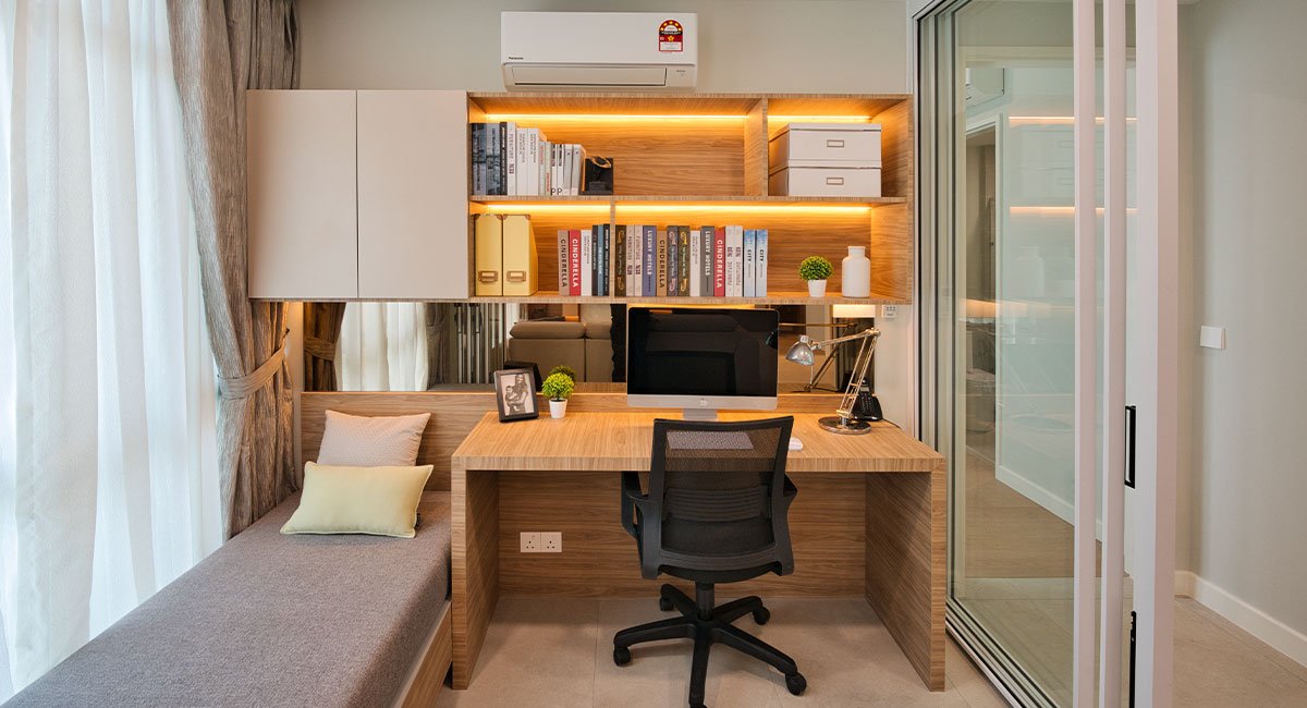 Calm work-from-home living room